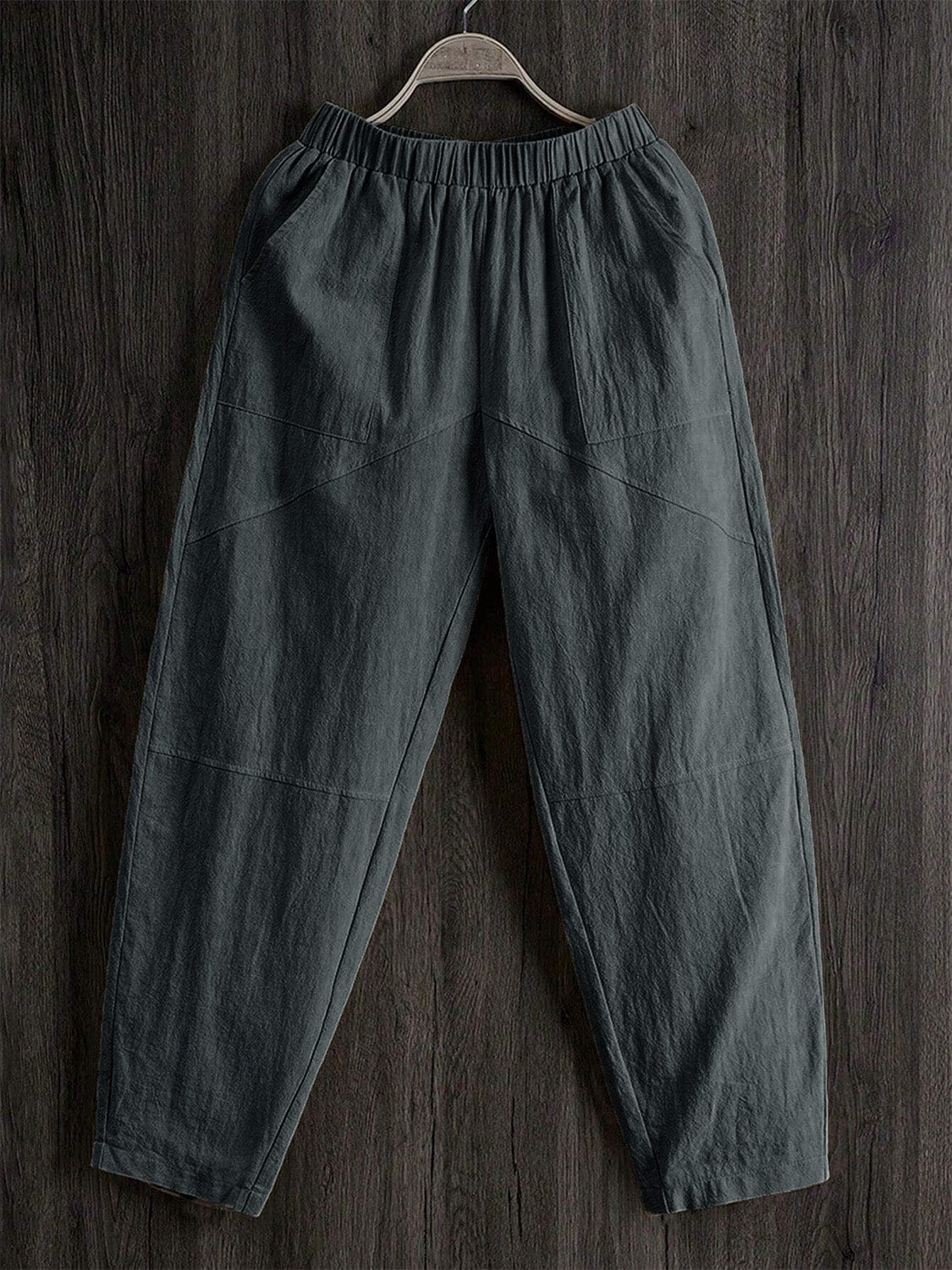 Elastic Waist Pants with Pockets - Trendsi