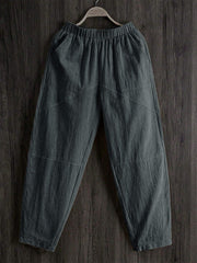 Elastic Waist Pants with Pockets - Trendsi