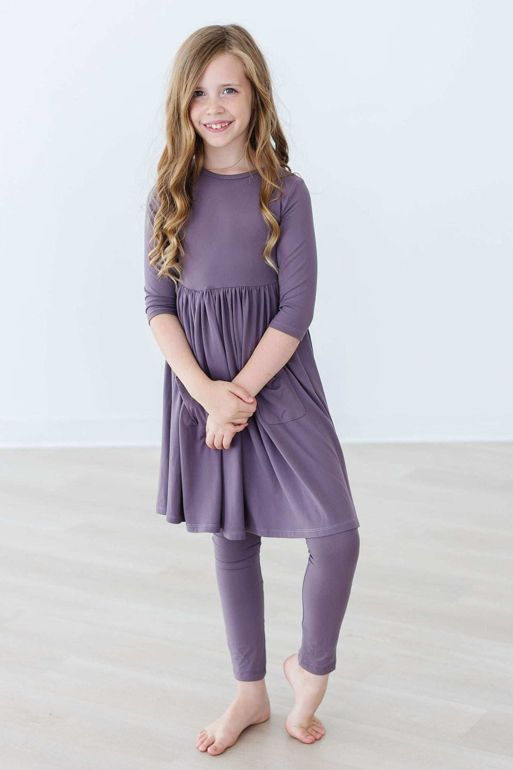 Vintage Violet 3/4 Sleeve Pocket Twirl Dress - Mila & Rose ® - Flyclothing LLC