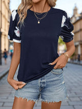 Printed Round Neck Short Sleeve T-Shirt - Trendsi - Flyclothing LLC