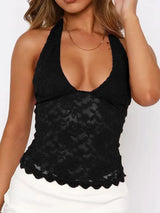 Lace Backless Halter Neck Cami - Trendsi - Flyclothing LLC