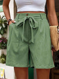 Tied High Waist Shorts with Pockets - Trendsi - Flyclothing LLC