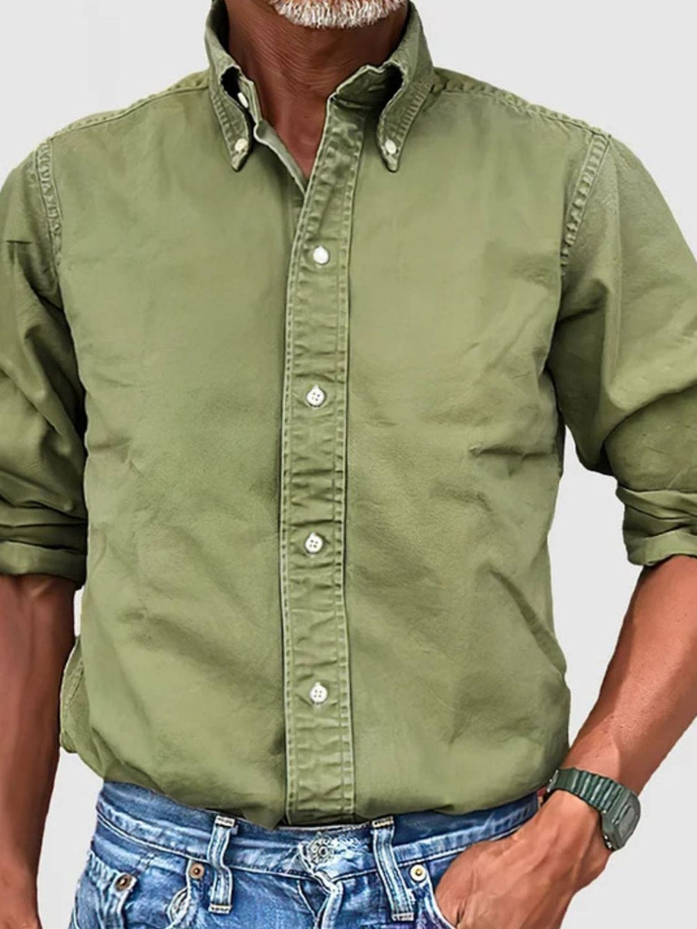 Men's Full Size Collared Neck Button Down Shirt Plus Size - Trendsi