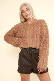 VERY J Shaggy Yarn Knit Zip Up Jacket - Trendsi