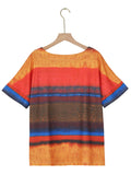 Full Size Color Block Round Neck Half Sleeve T-Shirt - Trendsi