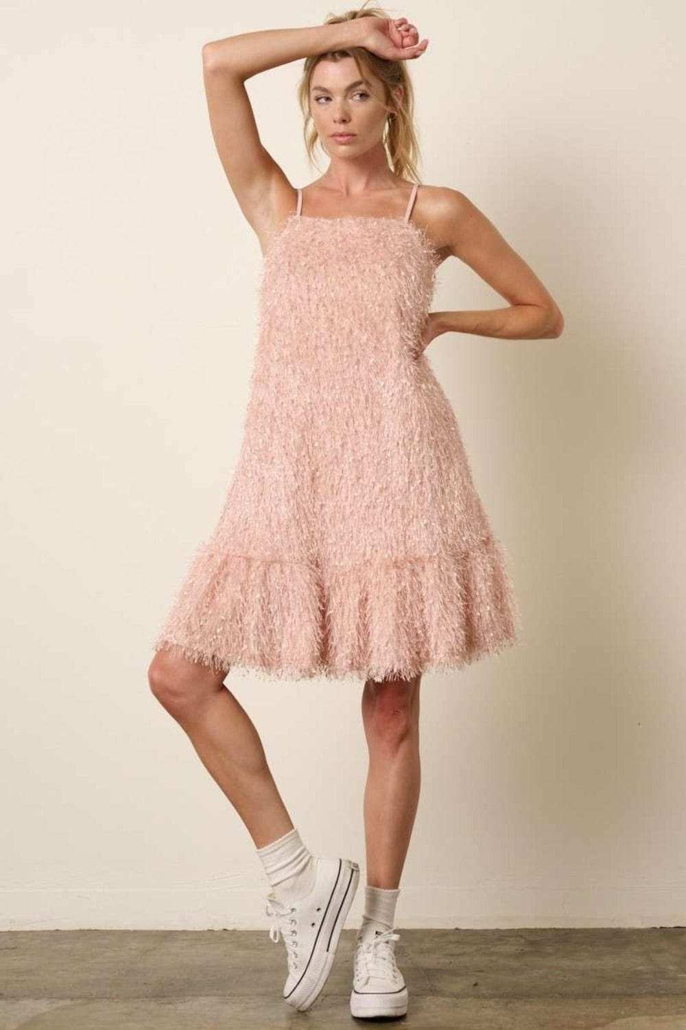 Mittoshop Feather Ruffle Hem Mini Cami Dress - Trendsi - Flyclothing LLC