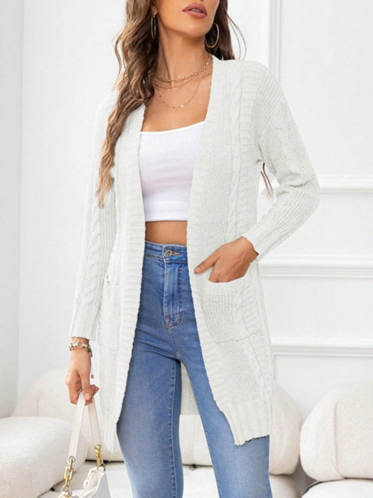 Open Front Long Sleeve Cardigan - Trendsi