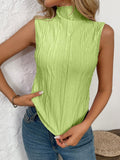 Texture Turtleneck Sleeveless Top - Trendsi