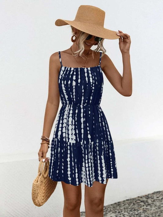 Ruffle Hem Printed Mini Cami Dress - Trendsi - Flyclothing LLC