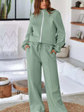 Drop Shoulder Zip Up Jacket and Drawstring Pants Active 2pcs Set - Trendsi - Flyclothing LLC