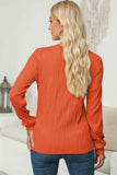 Textured Round Neck Long Sleeve Blouse - Trendsi - Flyclothing LLC