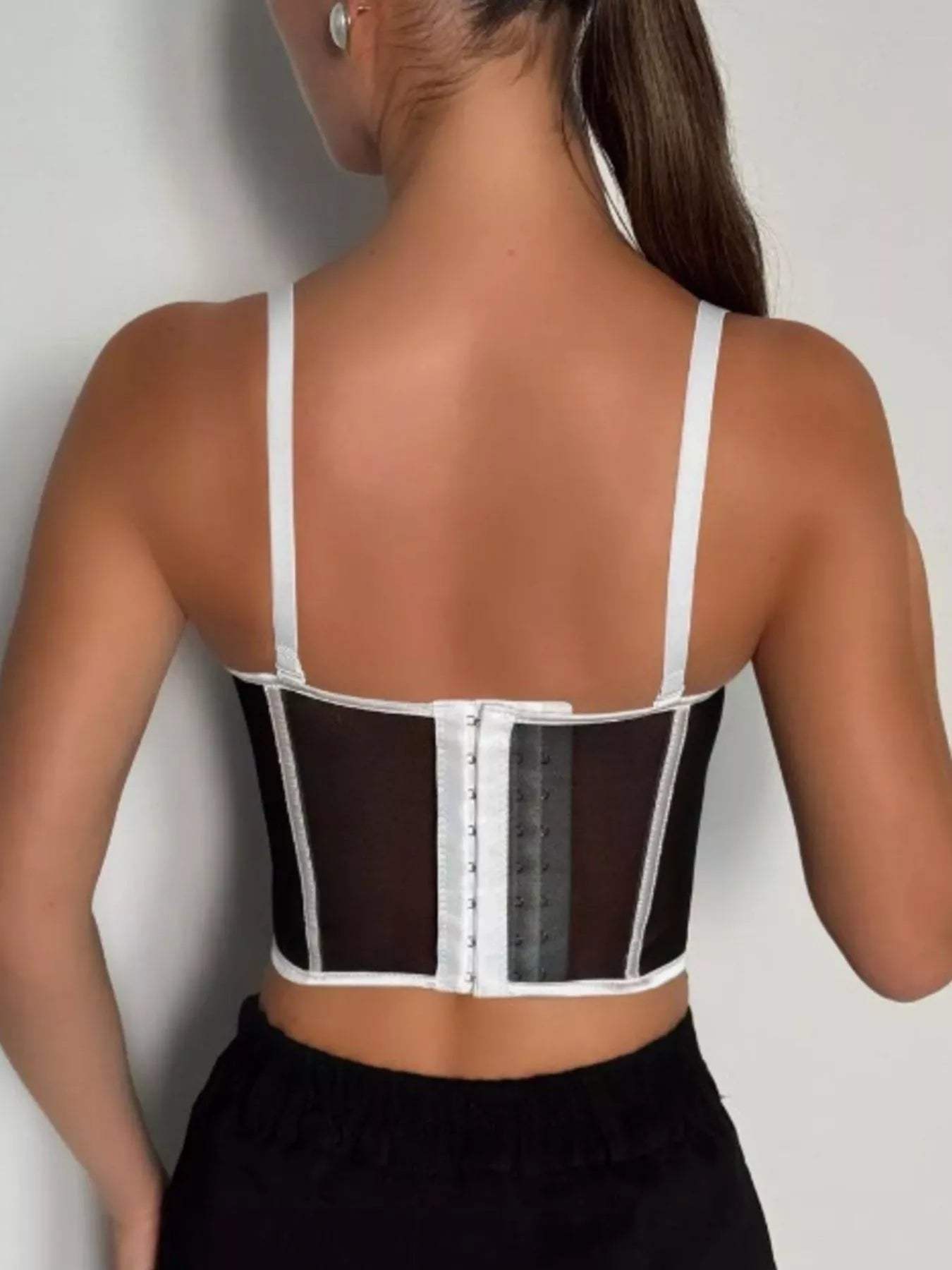 Corset Cami with Contrasting Trim - Trendsi - Flyclothing LLC