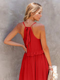 Ruffled Sleeveless Tiered Maxi Dress with Pockets - Trendsi - Flyclothing LLC