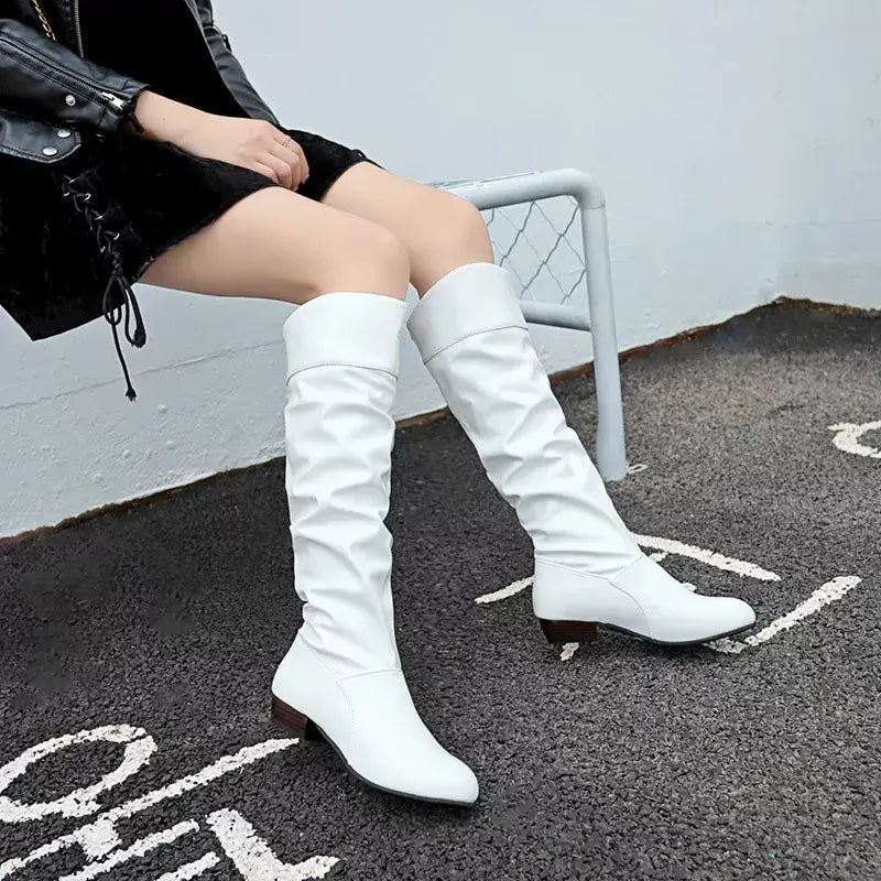 Slouch Block Heel Boots - Trendsi - Flyclothing LLC