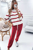 Striped Round Neck Long Sleeve Top and Pants Set - Trendsi - Flyclothing LLC