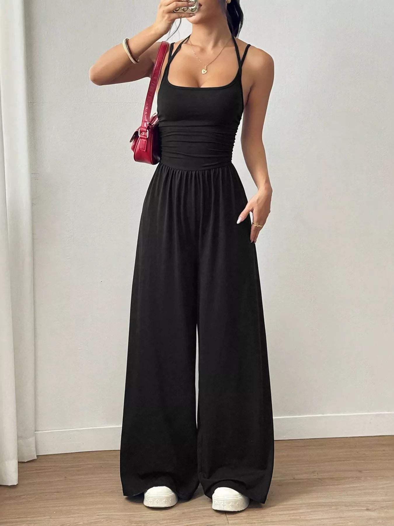 Spaghetti Strap Wide Leg Jumpsuit - Trendsi - Flyclothing LLC