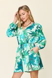 Double Take Full Size Floral Long Sleeve Romper with Pockets - Trendsi