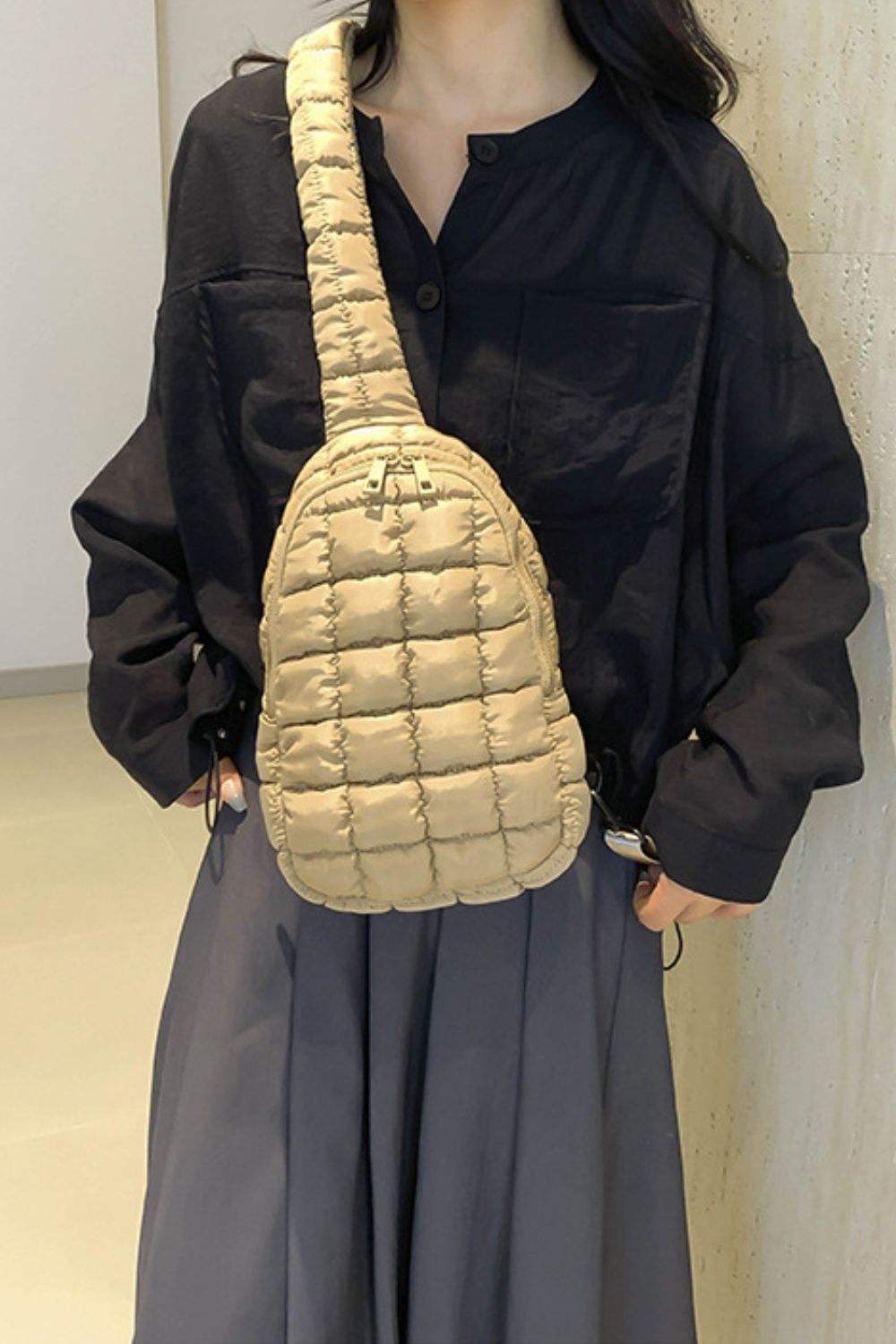 Quilted Nylon Crossbody Bag - Trendsi - Flyclothing LLC