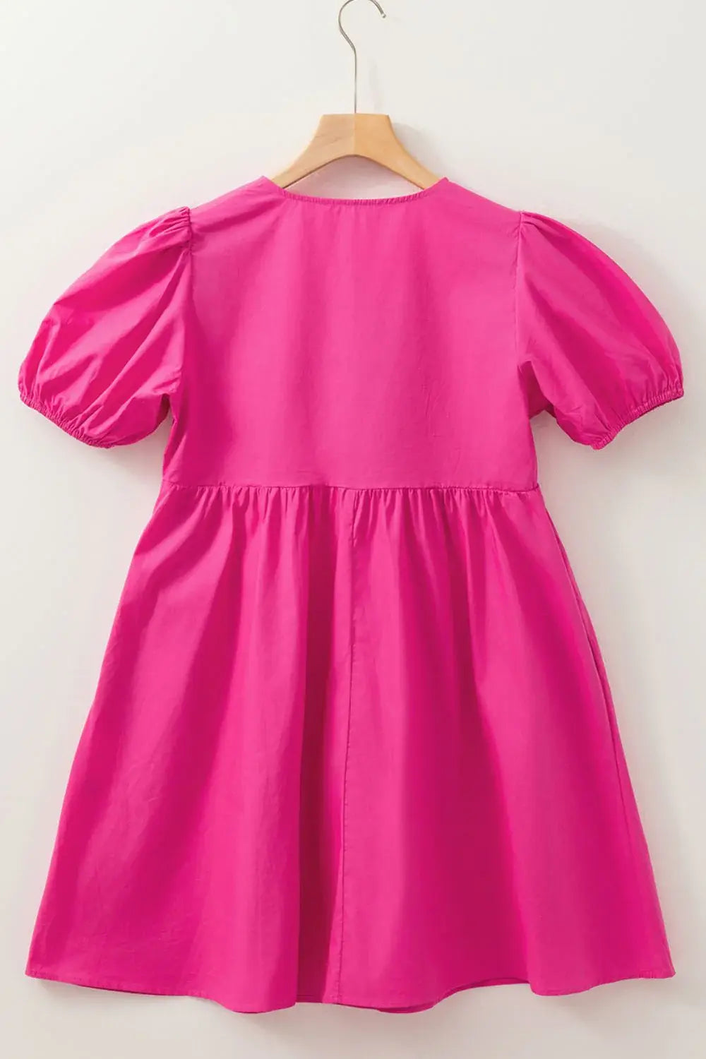 Puff Sleeve Tie Front High Waist Mini Dress - Trendsi - Flyclothing LLC