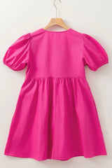 Puff Sleeve Tie Front High Waist Mini Dress - Trendsi - Flyclothing LLC