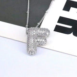 Copper Inlaid Zircon Letter Pendant Necklace - Trendsi - Flyclothing LLC