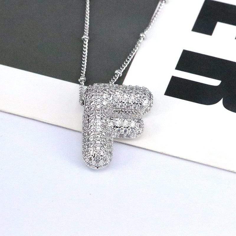 Copper Inlaid Zircon Letter Pendant Necklace - Trendsi - Flyclothing LLC