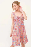 And The Why Tied Front Smocked Back Tiered Boho Printed Dress - Trendsi - Flyclothing LLC