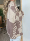 Plaid Open Front Long Sleeve Cardigan - Trendsi