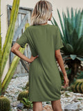 V-Neck Short Sleeve Mini Dress - Trendsi - Flyclothing LLC