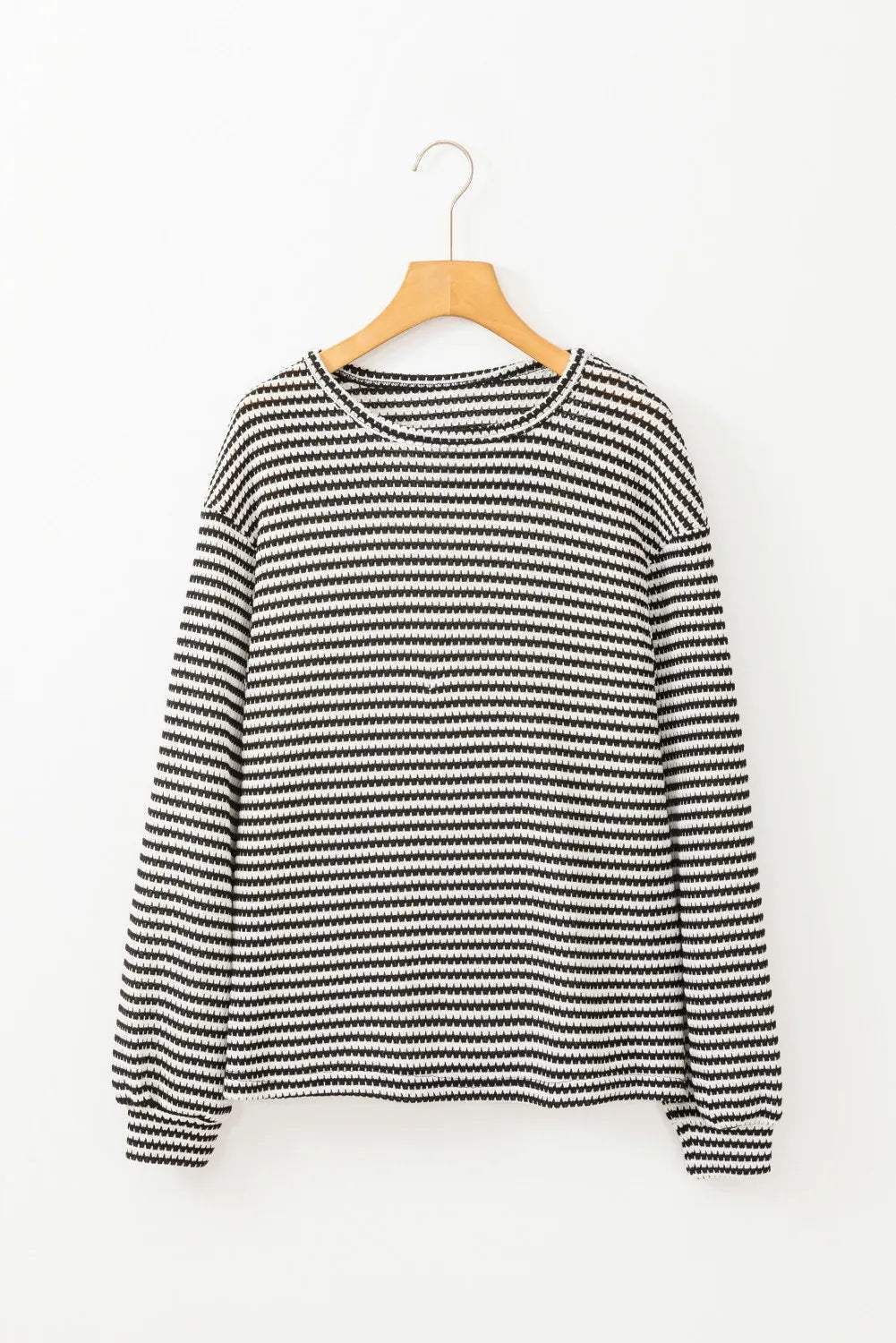 Striped Round Neck Long Sleeve Top - Trendsi - Flyclothing LLC