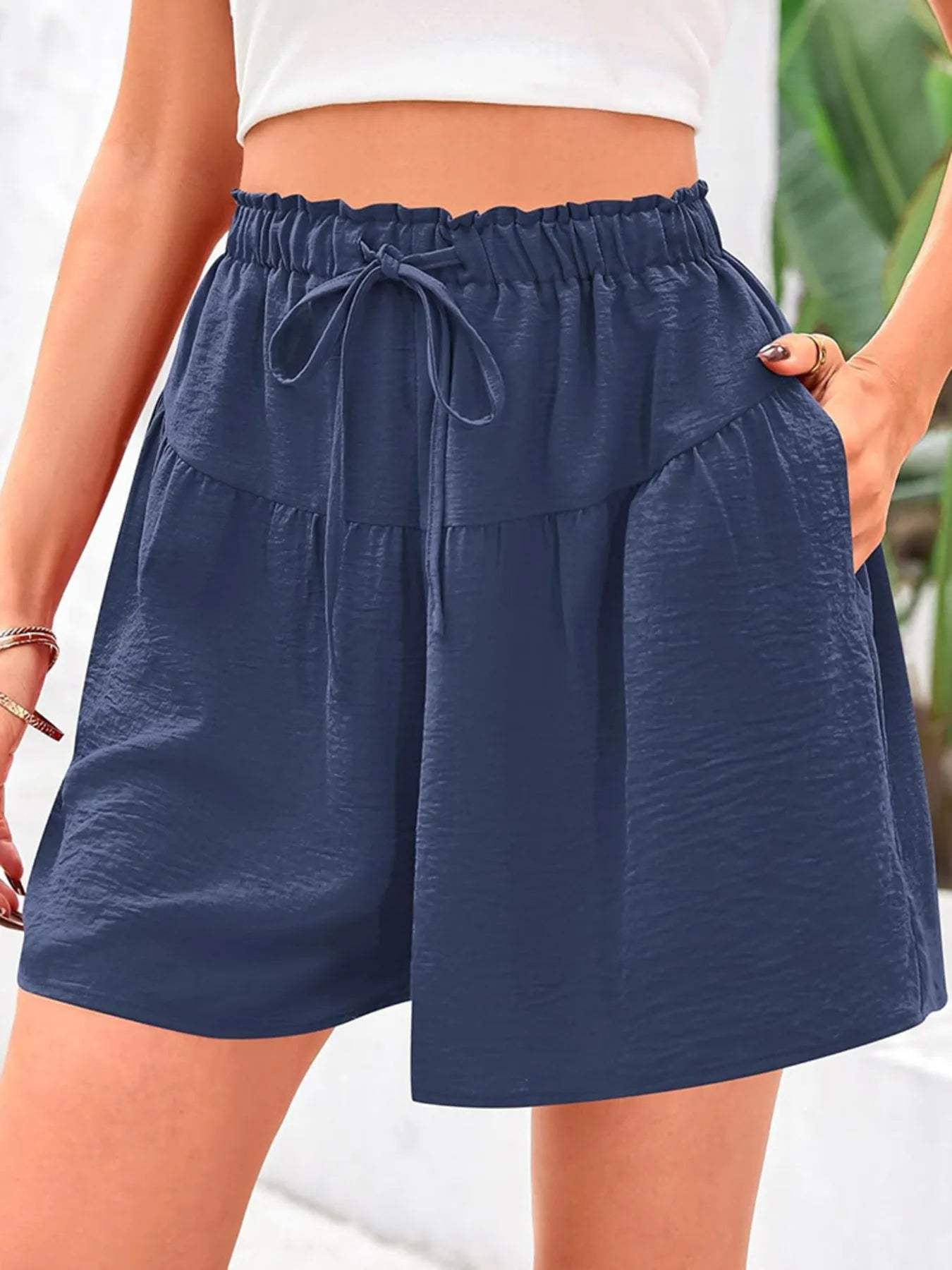 Full Size Casual Drawstring High Waist Relaxed Shorts Plus Size - Trendsi - Flyclothing LLC