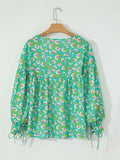 Tied Printed Long Sleeve Blouse - Trendsi - Flyclothing LLC