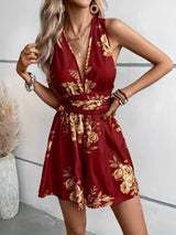 Crisscross Back Printed Romper - Trendsi - Flyclothing LLC