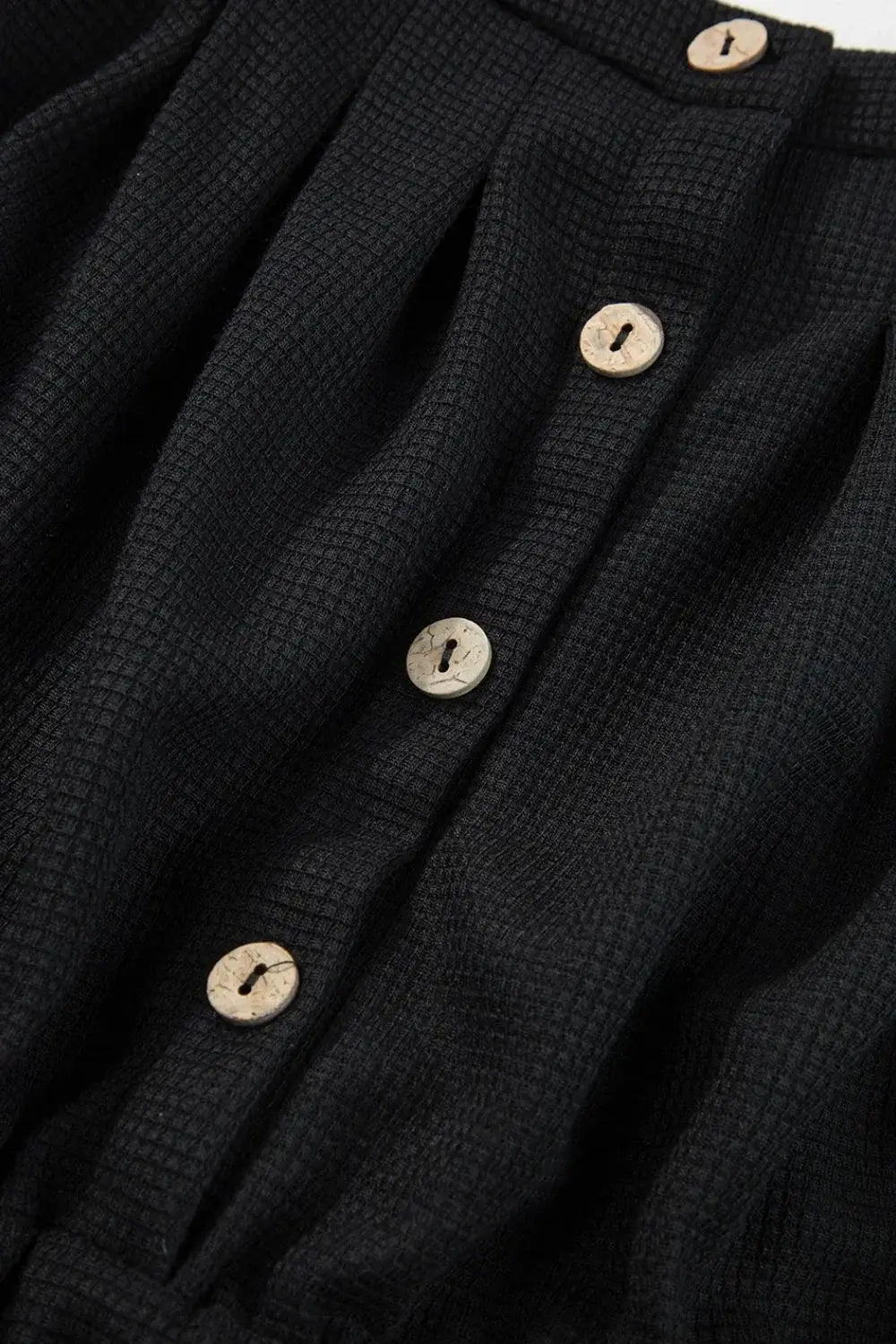 Knotted Straps Button Textured Drawstring Jumpsuit - Trendsi - Flyclothing LLC