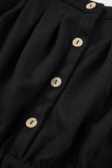 Knotted Straps Button Textured Drawstring Jumpsuit - Trendsi - Flyclothing LLC