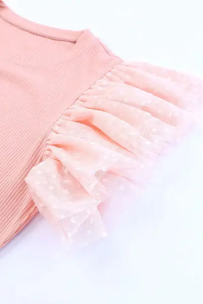 Ruffled Round Neck Cap Sleeve Blouse - Trendsi - Flyclothing LLC