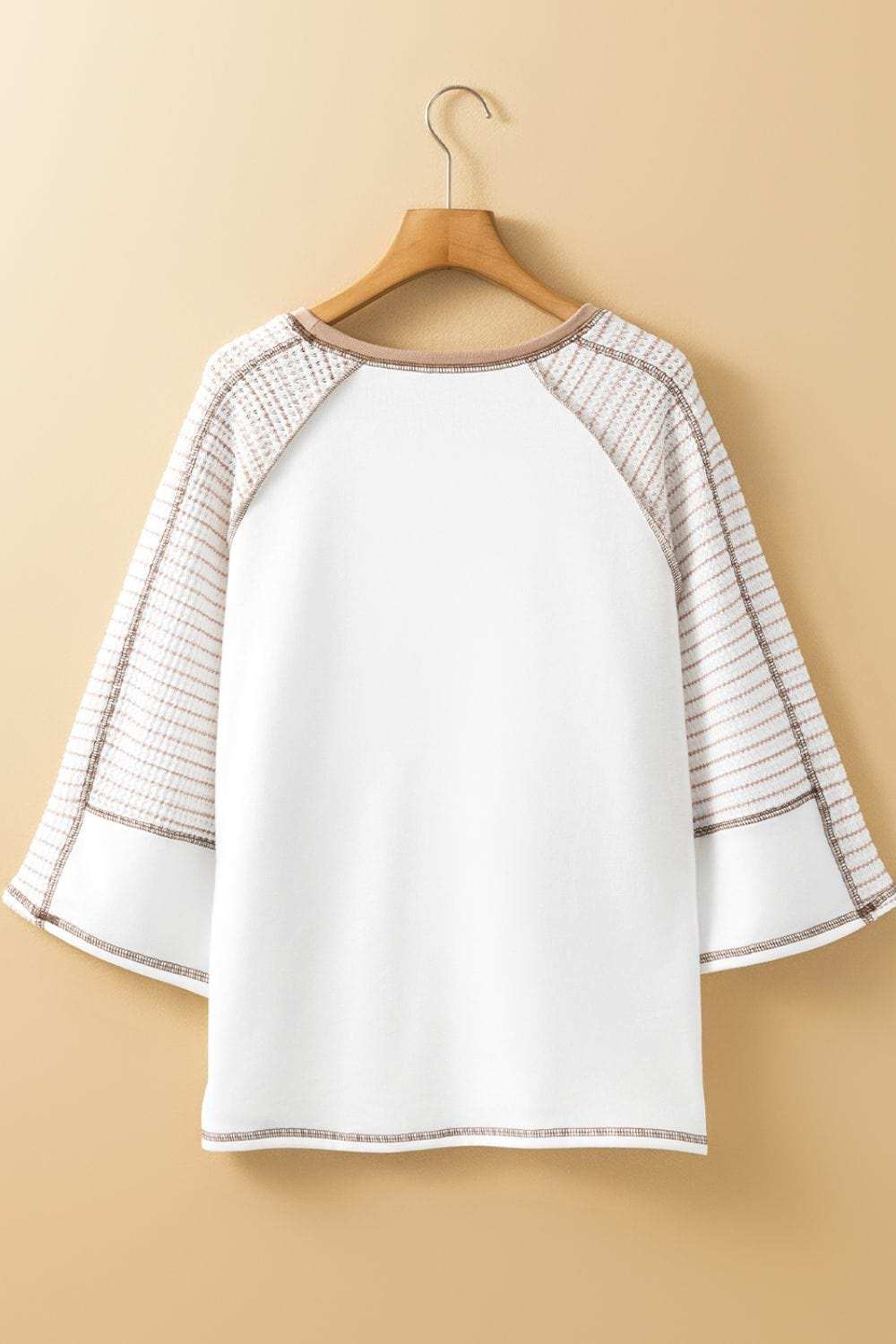 Striped Round Neck Raglan Sleeve Top - Trendsi - Flyclothing LLC
