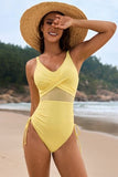 Drawstring Ruched V-Neck One-Piece Swimwear - Trendsi