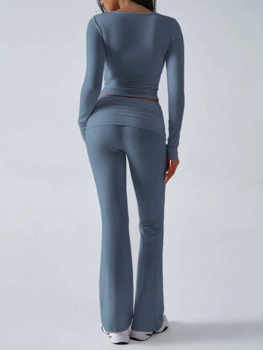 Devine Ruched Long Sleeve Top and Pants Set - Trendsi - Flyclothing LLC