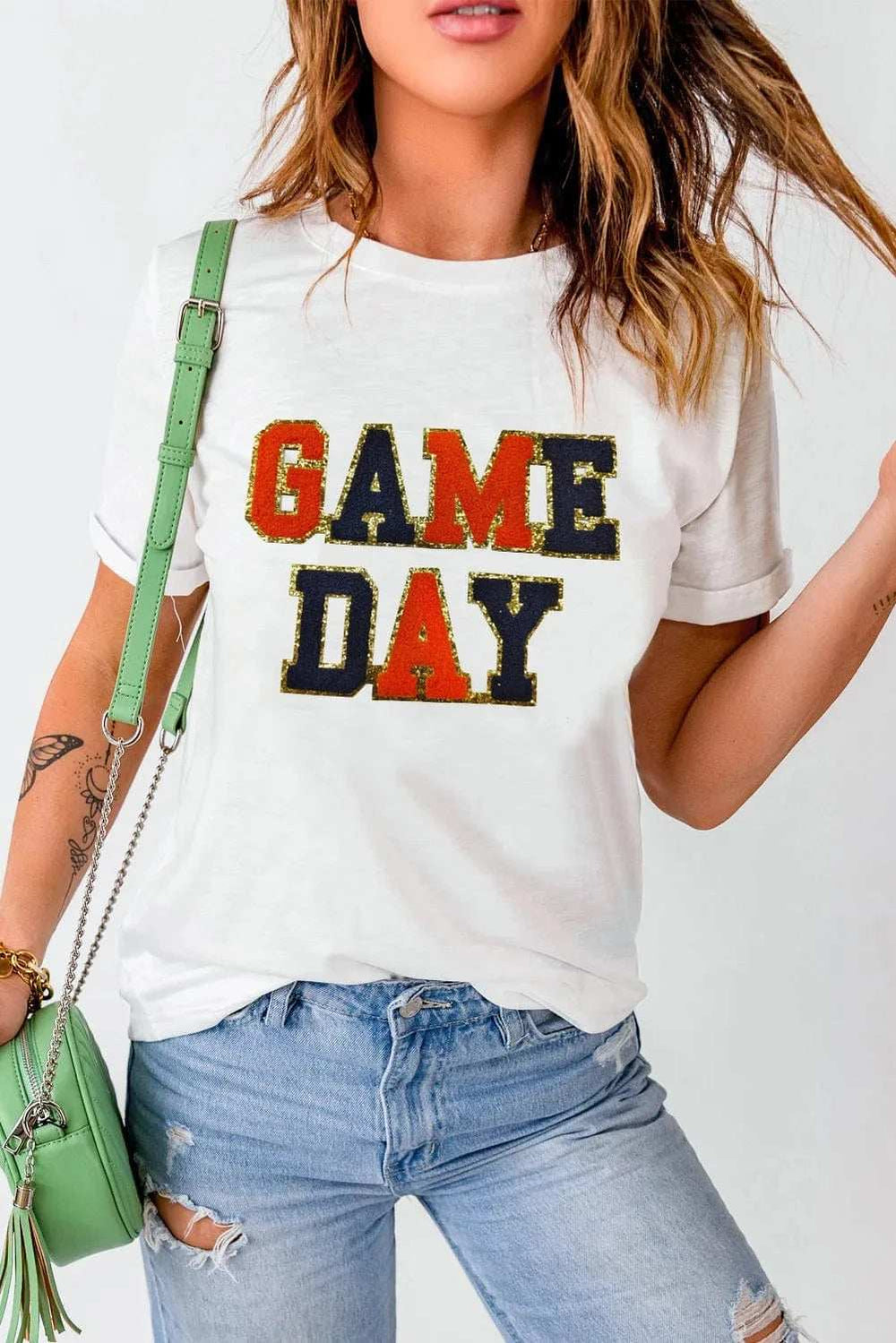 GAME DAY Round Neck Short Sleeve T-Shirt - Trendsi - Flyclothing LLC