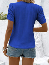 Ruched Round Neck Short Sleeve Top - Trendsi - Flyclothing LLC