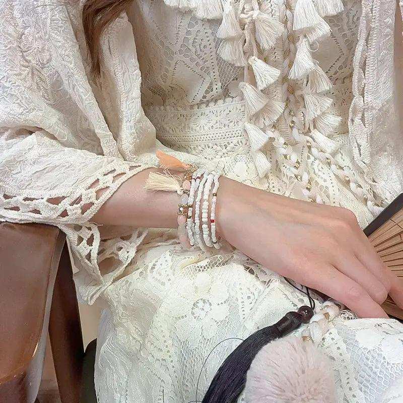 Tassel Rice Bead Bracelet - Trendsi - Flyclothing LLC