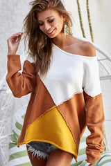 BiBi Color Block Geometric Sweater - Trendsi - Flyclothing LLC