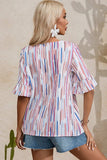 Printed Round Neck Flounce Sleeve Blouse - Trendsi - Flyclothing LLC