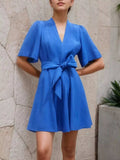 V-Neck Short Sleeve Dress with Pockets - Trendsi - Flyclothing LLC