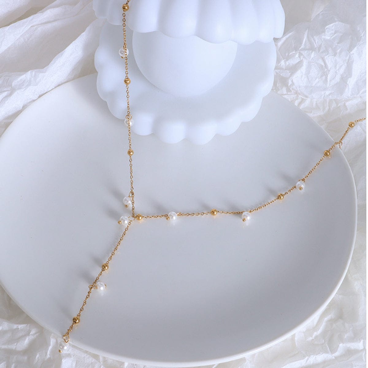 18K Gold-Plated Pearl Drop Necklace - Trendsi