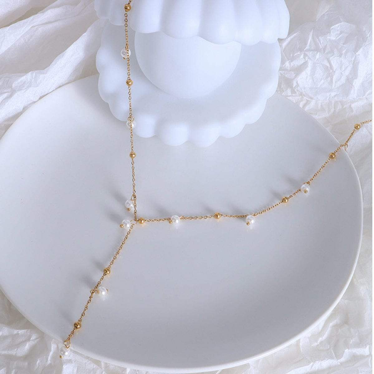 18K Gold-Plated Pearl Drop Necklace - Trendsi - Flyclothing LLC