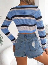 Tied Openwork Long Sleeve Knit Top - Trendsi - Flyclothing LLC