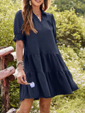 Johnny Collar Short Sleeve Mini Dress - Trendsi - Flyclothing LLC