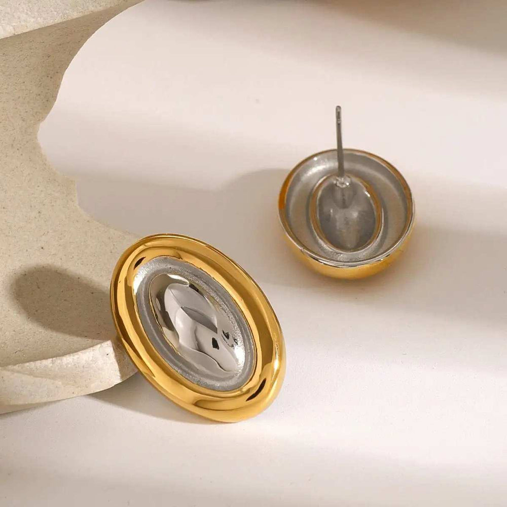18K Gold-Plated Stainless Steel Stud Earring - Trendsi - Flyclothing LLC